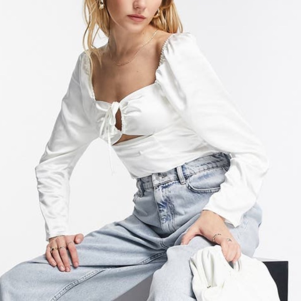 Keyhole Satin Top Topshop